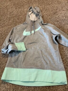 Nike Gray Hoodie with Mint Swoosh & Hem
